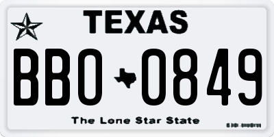 TX license plate BBO0849