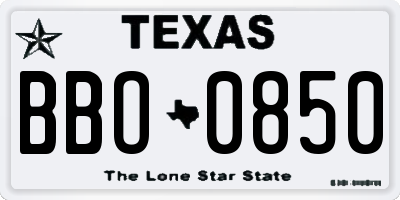 TX license plate BBO0850