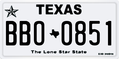 TX license plate BBO0851