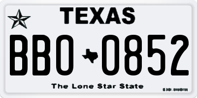 TX license plate BBO0852
