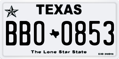 TX license plate BBO0853