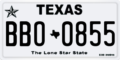 TX license plate BBO0855