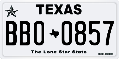 TX license plate BBO0857