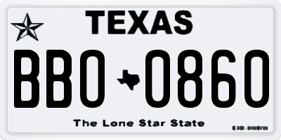 TX license plate BBO0860