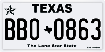 TX license plate BBO0863