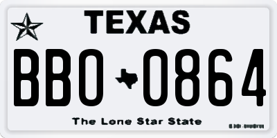 TX license plate BBO0864