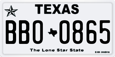 TX license plate BBO0865