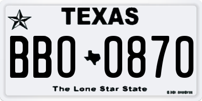 TX license plate BBO0870