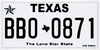 TX license plate BBO0871