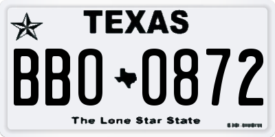 TX license plate BBO0872