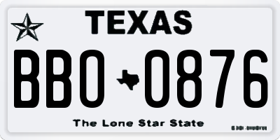 TX license plate BBO0876