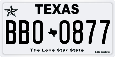TX license plate BBO0877