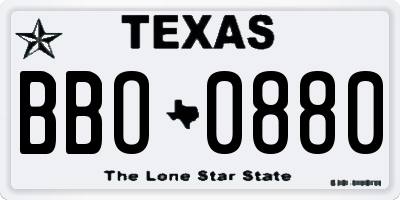 TX license plate BBO0880