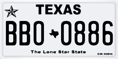TX license plate BBO0886