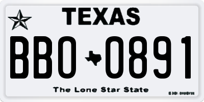 TX license plate BBO0891