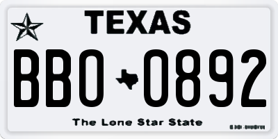 TX license plate BBO0892