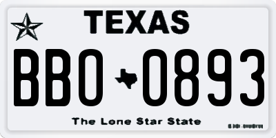 TX license plate BBO0893