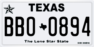 TX license plate BBO0894