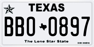 TX license plate BBO0897