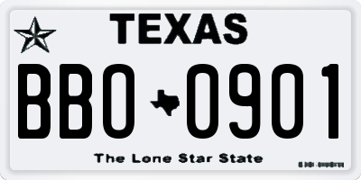 TX license plate BBO0901