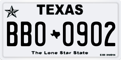 TX license plate BBO0902