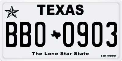 TX license plate BBO0903
