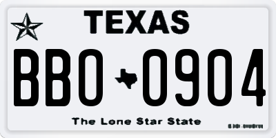 TX license plate BBO0904