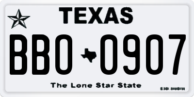 TX license plate BBO0907