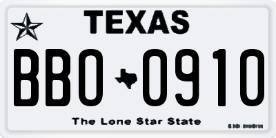 TX license plate BBO0910