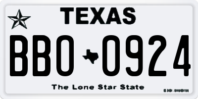 TX license plate BBO0924