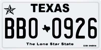 TX license plate BBO0926