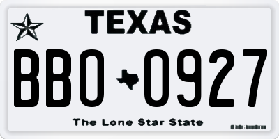 TX license plate BBO0927