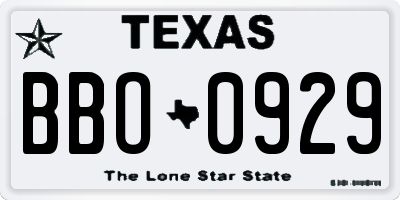 TX license plate BBO0929
