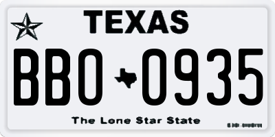 TX license plate BBO0935