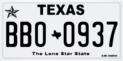 TX license plate BBO0937