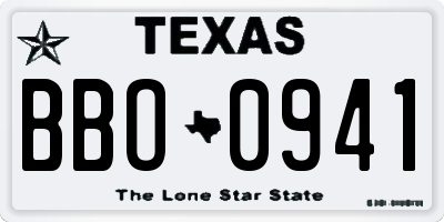 TX license plate BBO0941