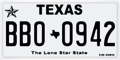TX license plate BBO0942
