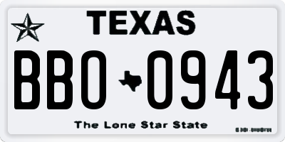 TX license plate BBO0943