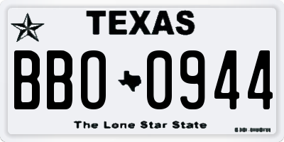 TX license plate BBO0944