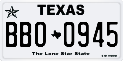 TX license plate BBO0945