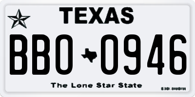 TX license plate BBO0946