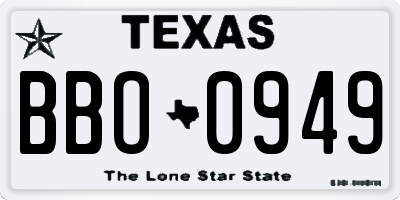 TX license plate BBO0949