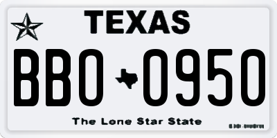 TX license plate BBO0950
