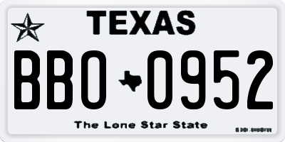 TX license plate BBO0952
