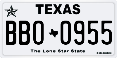 TX license plate BBO0955