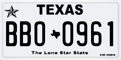 TX license plate BBO0961