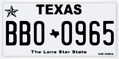 TX license plate BBO0965