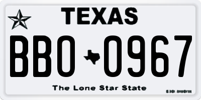 TX license plate BBO0967