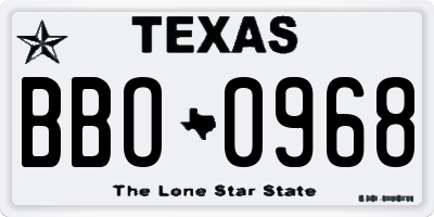 TX license plate BBO0968