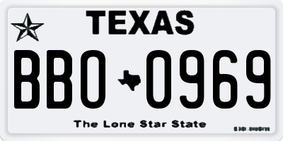 TX license plate BBO0969